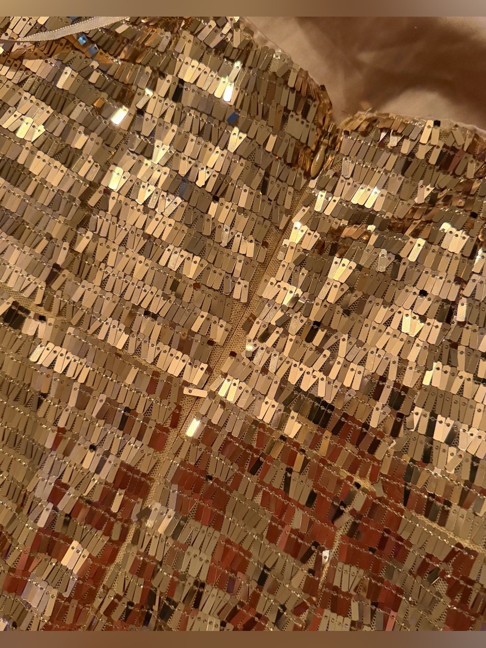 Simon Miller Gold Strapless Sequin Column Gown | Metallic Evening Dress - Picture 9 of 11